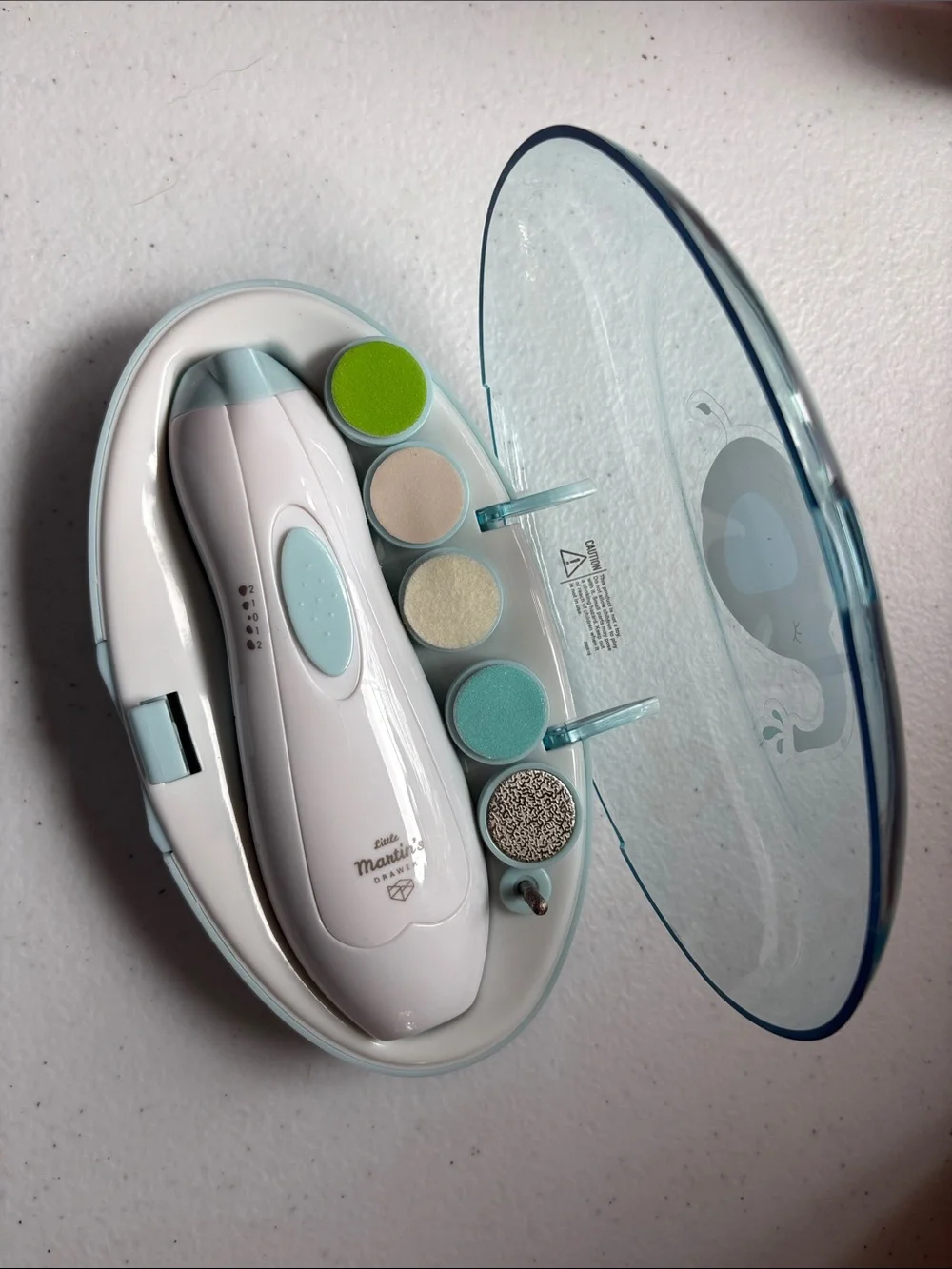 Kids Electric Nail Care Kit by — Light Blue & White